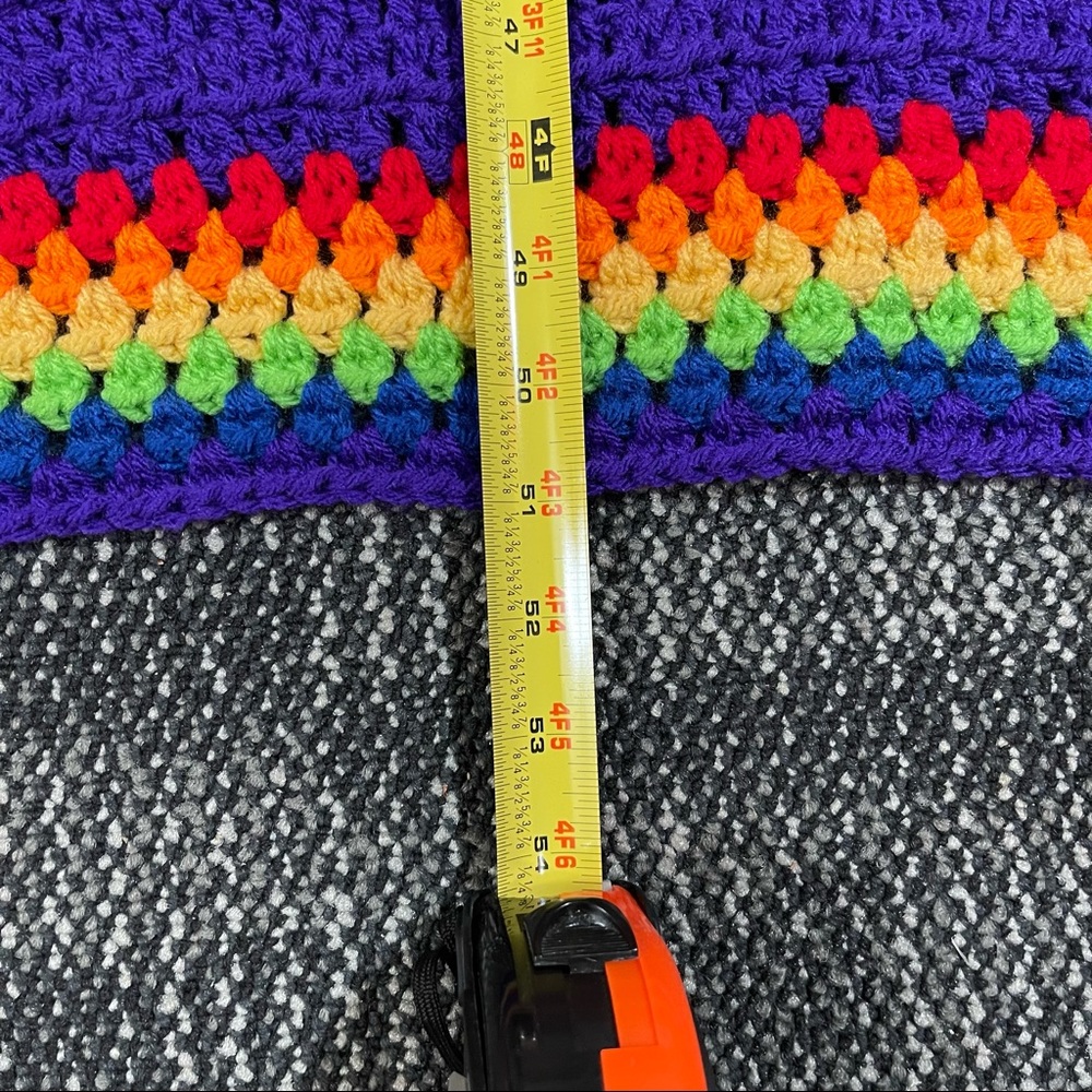 Afghan Blanket 51”x42” Throw Lap Blanket Rainbow - Picture 5 of 8